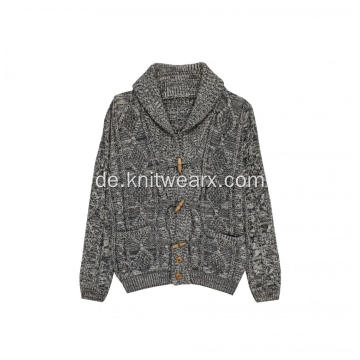 Herren Strickjacke mit Schalkragen und Knopfleiste mit Zopfmuster